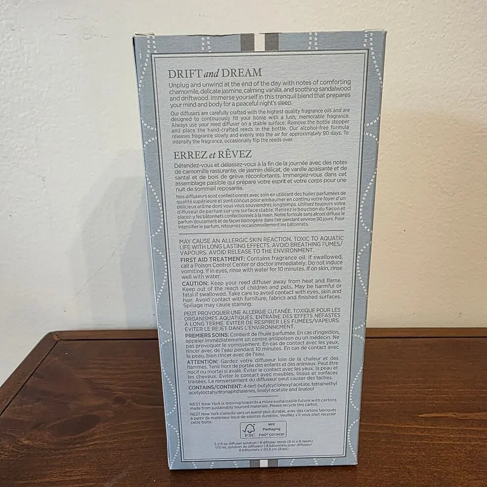 New Nest wellness driftwood/chamomile reed diffuser